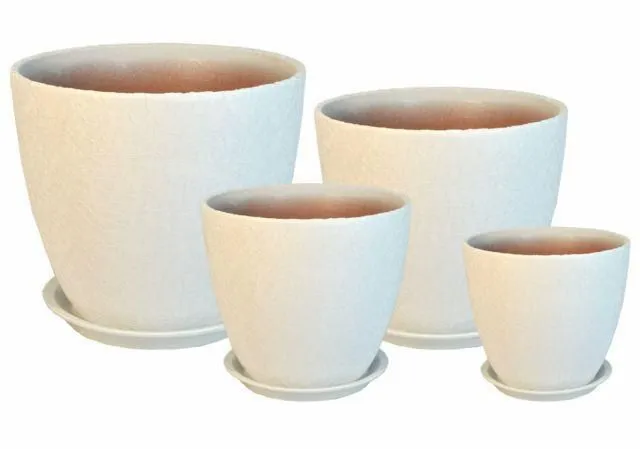 Горшок керамический Бутон винил 02 (1-й из набора), 12х12см, 1л, белый; Россия