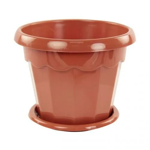Горшок пластиковый Гармония, коричневый, 15х14,5см, 1,5л; Россия