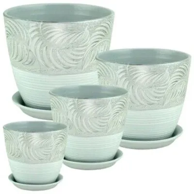 Горшок керамический Бутон Роспись палеолит 584994 (4-й из набора) 21х21см, 5,4л; Россия