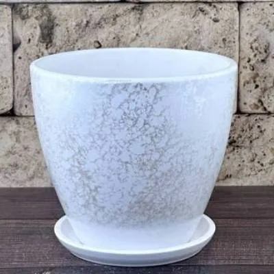 Горшок керамический Питон белый 716289 (3-й из набора), 18х16см, 2,5л; Россия