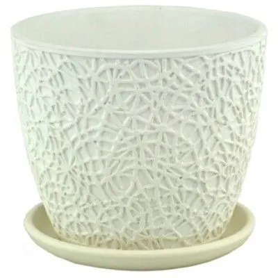 Горшок керамический бутон Паутинка 645657 (3-й из набора), 17х17см, 2,5л; Россия