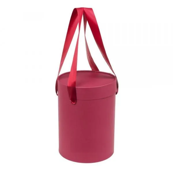 Коробка круг Шляпная для цветов, бордовая, 19,3х19,3х25,8см; Китай