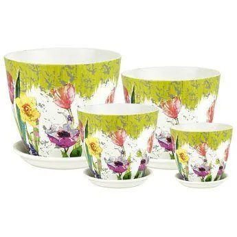 Горшок керамический Бутон Декупаж 31 (3-й из набора) 18х18см, 3,8л; Россия