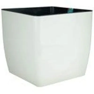 Кашпо пластиковое Квадро, белое, 27*27/h26см; Россия