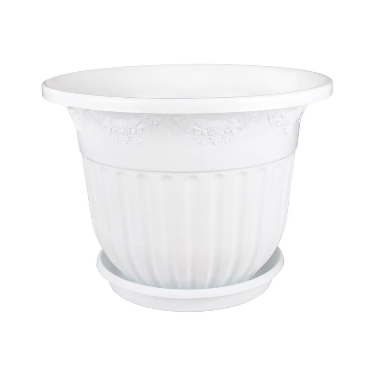 Горшок пластиковый Лозанна, белый, 41х30,5см, 17л; Россия