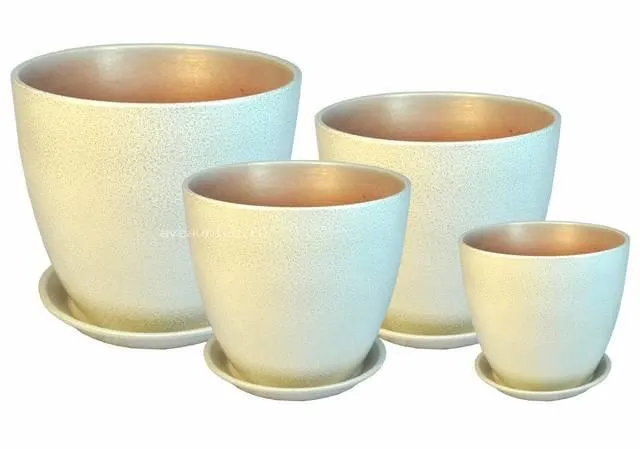 Горшок керамический Бутон глянец металл 419784 (3-й из набора), 15х15см, 2л; Россия