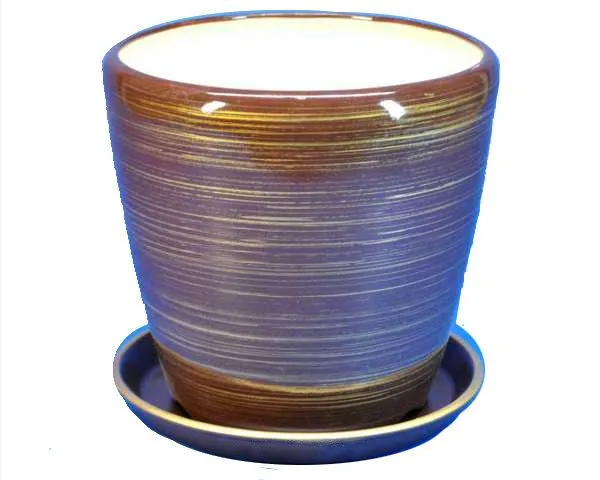 Горшок керамический Грация глянец, шоколадно-золотой 16,5х16см, 2,5л; Россия