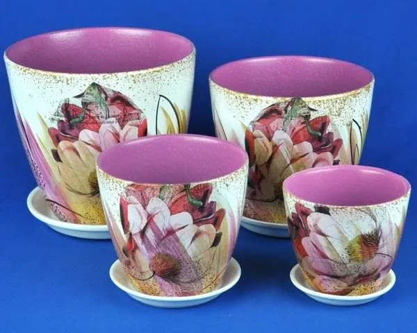 Горшок керамический Бутон Декупаж 48 (4-й из набора) 21х21см, 4л; Россия