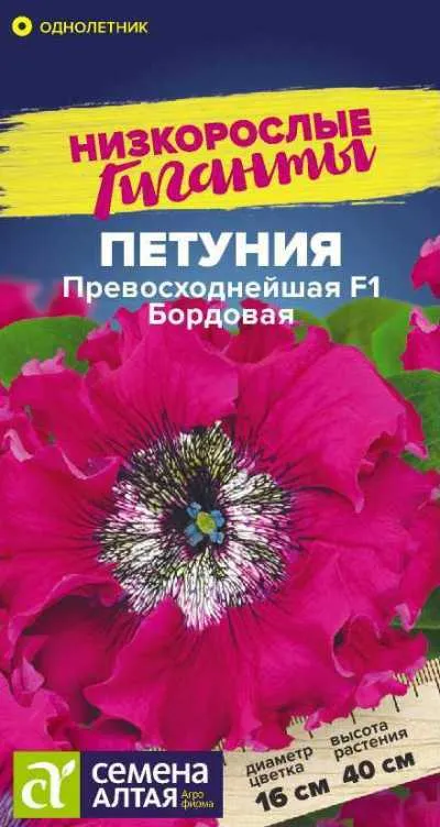 Петуния Превосходнейшая Бордовая (цветной пакет) 7шт; Семена Алтая