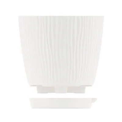 Горшок пластиковый Флис с прикорневым поливом, белый, 16х16х15см, 2л; Россия