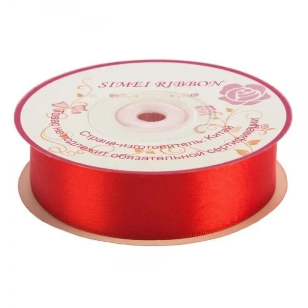 Лента атласная односторонняя, 25ммх22м; Китай