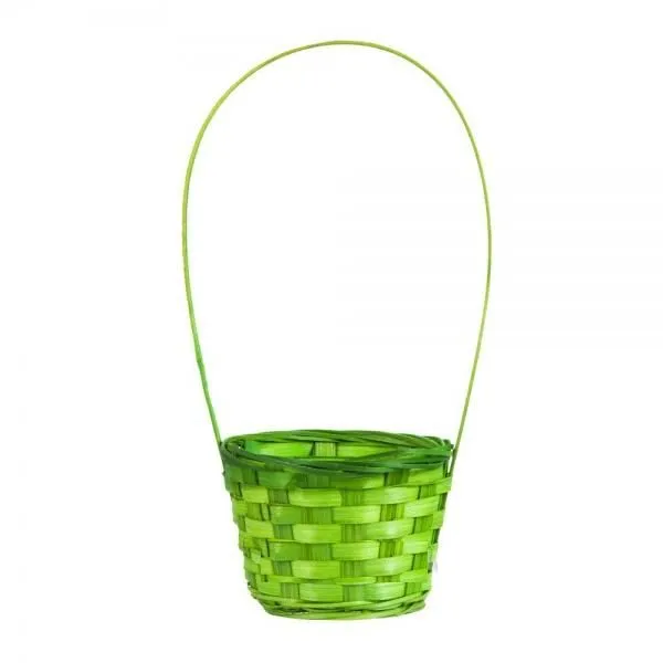 картинка Корзина плетеная (бамбук), зеленая, 13xH9.5/28см от магазина Флоранж