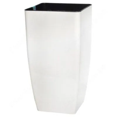 Кашпо пластиковое Квадро, белое, d27хh51см; Россия