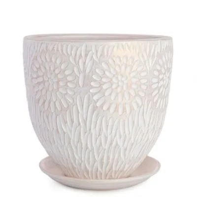 Горшок Астра бутон 2 24смх24см, 7,5л, бел/жемчуг/Сады Аурики