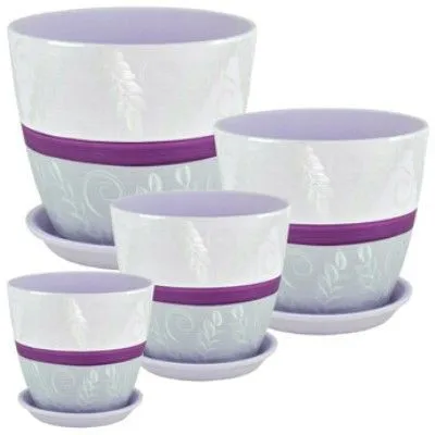 Горшок керамический Бутон Роспись Ивуар 580583 (4-й из набора), 21х21см, 5,4л; Россия