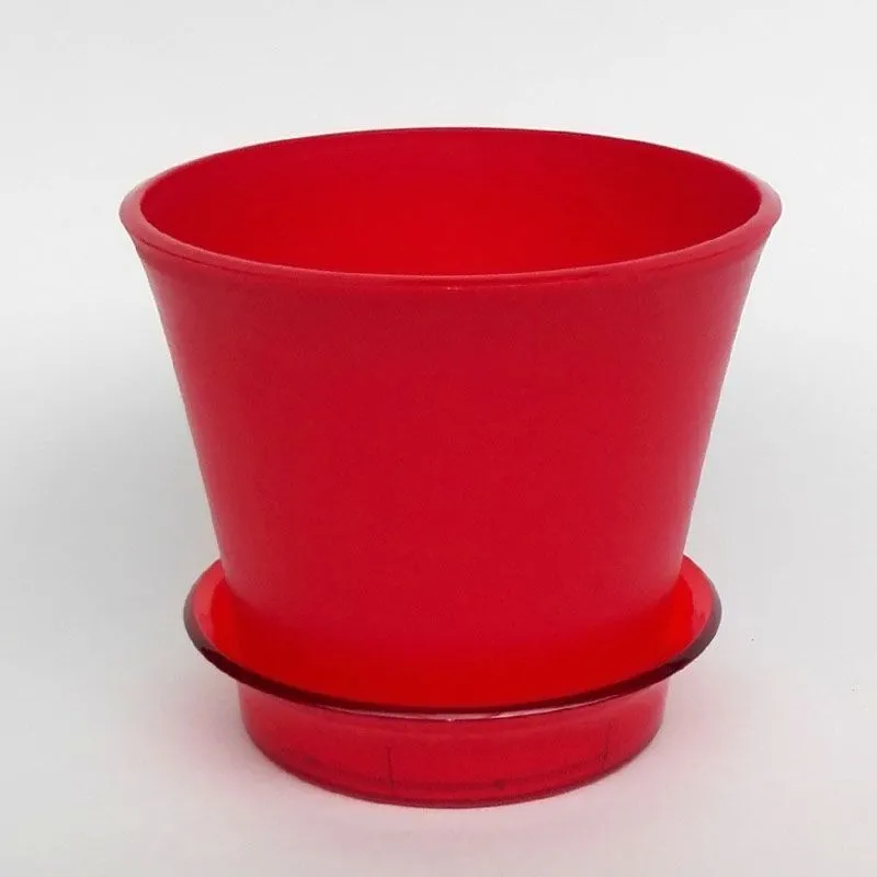 Горшок пластиковый Лотос, красный, 18,5х16см, 2,5л; Россия