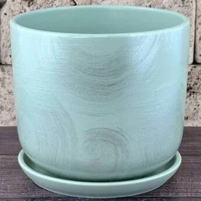 Горшок керамический цилиндр Орион зеленый 716180 (3-й из набора), 22х,19см, 5,4л; Россия