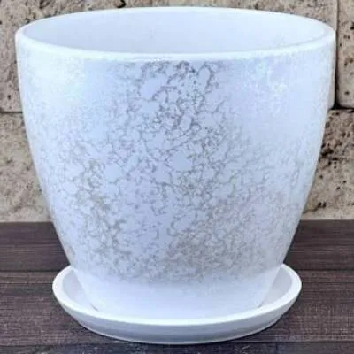 Горшок керамический Питон белый 716289 (4-й из набора), 22х19,5см, 5л; Россия