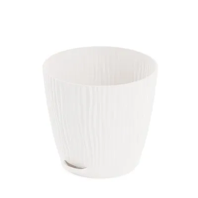 Горшок пластиковый Флис с прикорневым поливом, белый, 18,5х18,5х17см, 3л; Россия