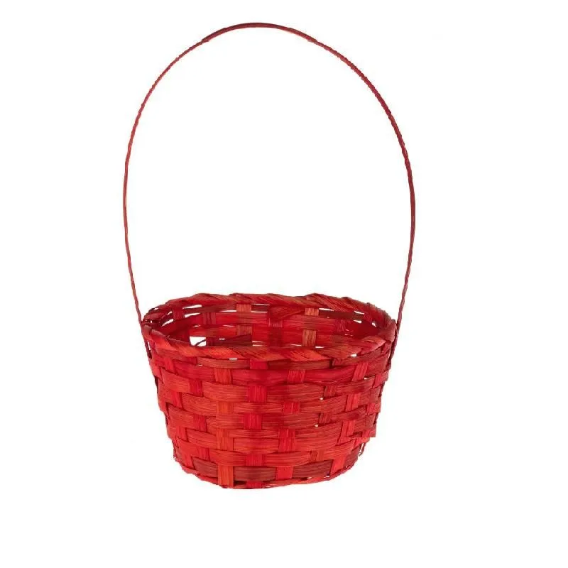 Корзина плетеная (бамбук), красная, 18хH10