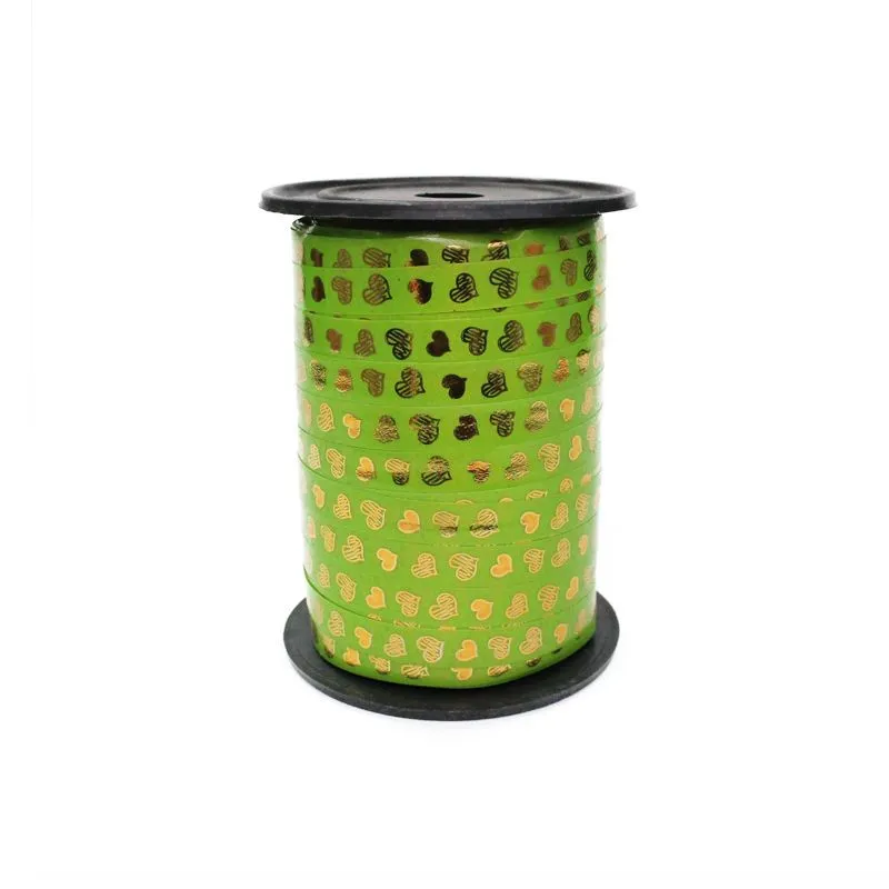 Лента в бобине пластик с золотой полоской Сердца, 1смх90м; Россия