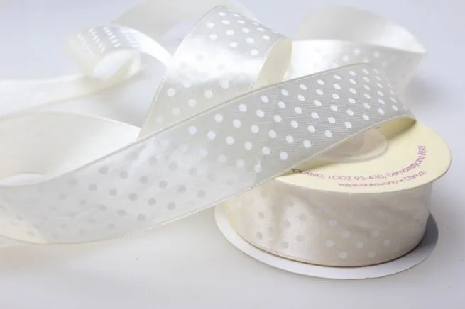 Лента атласная в горошек, 25ммх20м; Китай