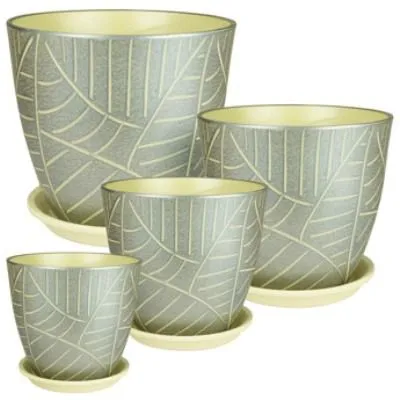 Горшок керамический Бутон Листья 641550 (2-й из набора), 15х15см, 2л; Россия