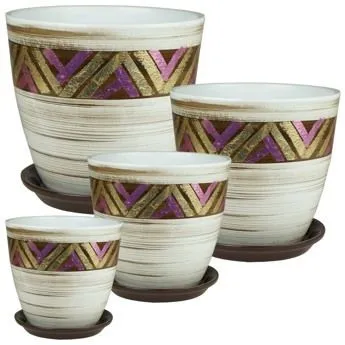 Горшок керамический Бутон Паталь тридо пояс 640959 (1-й из набора), 12х12см, 1л; Россия