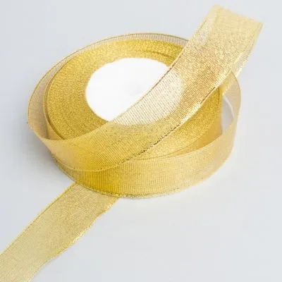 Лента парча, 15мм/25у, золото; Китай