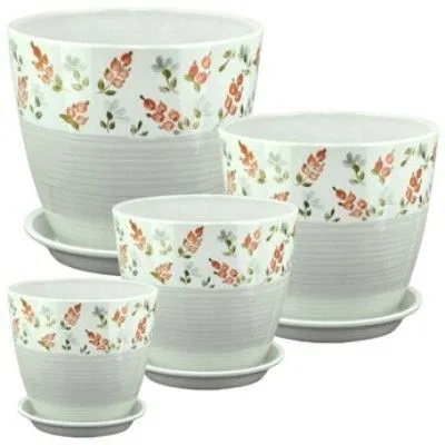 Горшок керамический Бутон Роспись брусника РС172 (4-й из набора), 21х21см, 5,4л; Россия