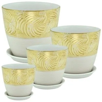 Горшок керамический Бутон Роспись Полеолит РС103 (3-й из набора) 18х18см, 3,8л; Сады Аурики