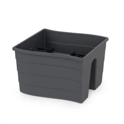Кашпо пластиковое на перила малое, 29х29х20см, 10л, графитовое; Россия