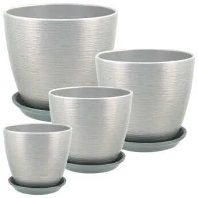Горшок керамический Бутон Перламутр 675197 (2-й из набора), 15х15см, 2л, серый; Россия