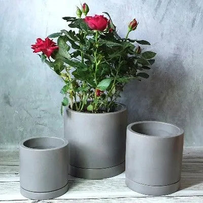 Горшок керамический Лаунж 634545 14,5х12,5см, 1,38л, серый/Россия