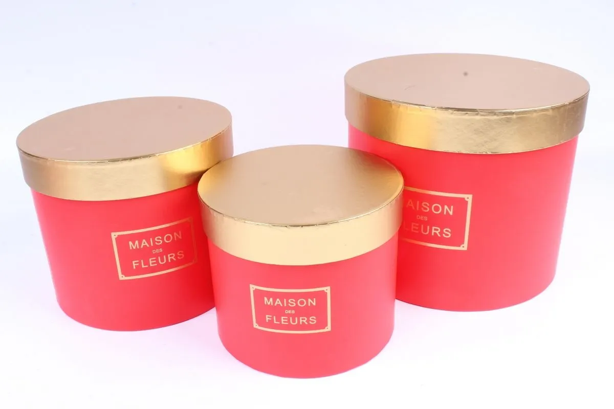 Коробка Круглая с золотой крышкой 93561 (№2 из 3шт) 17.5x14,8см; Китай