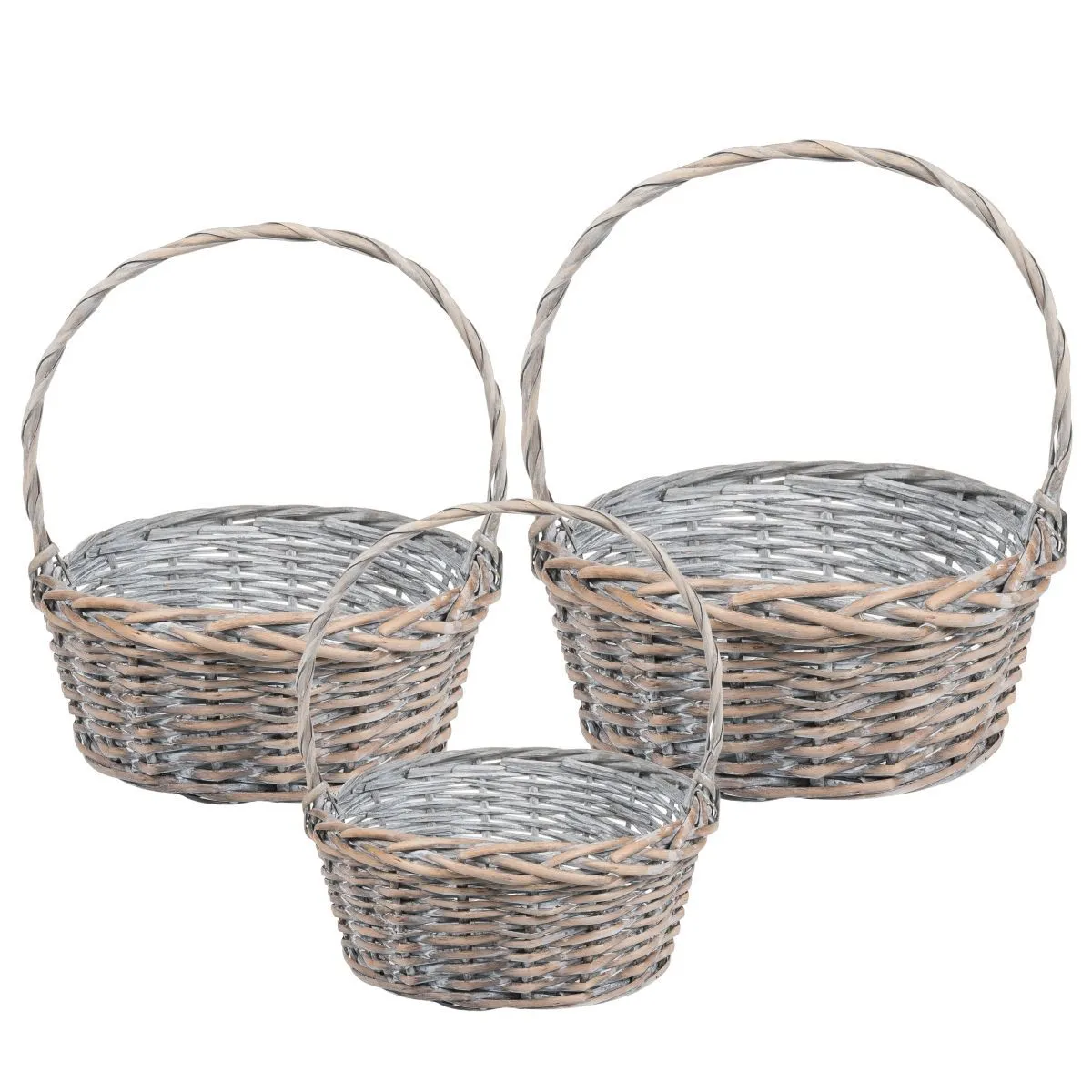 Корзина ива 837257 круглая серая 30x12.5x32 (№2 из 3 шт)