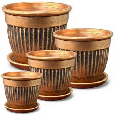 Горшок керамический Антик 000395 (4-й из набора), бронза; Россия