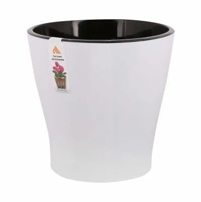 Горшок пластиковый Лея двойной с автополивом, белый, 19х19см, 3,6л; Россия