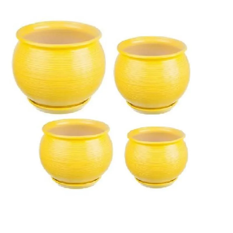 Горшок керамический Радуга (1-й из набора), желтый, 29х23,7см, 11л; Россия