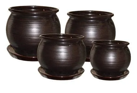 Горшок керамический Венге (4-й из набора), 11,7х9,3см, 0,65л; Россия