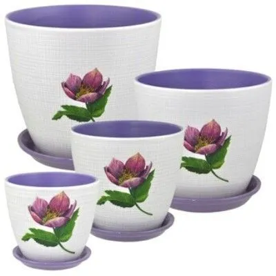 Горшок керамический Бутон Декупаж 680573 (4-й из набора) 21х21см, 5,4л; Россия