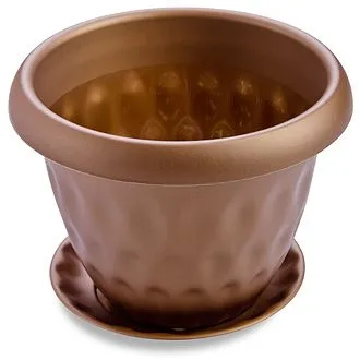 Горшок пластиковый Розетта золото, 20х16см, 2,8л; Россия