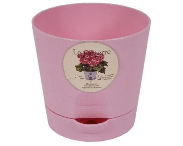 Кашпо пластиковое Классик, розовое, 0,7л; Россия