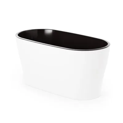 Горшок пластиковый Лея овальный двойной с автополивом, белый, 30х14,5х14см, 4л; Россия