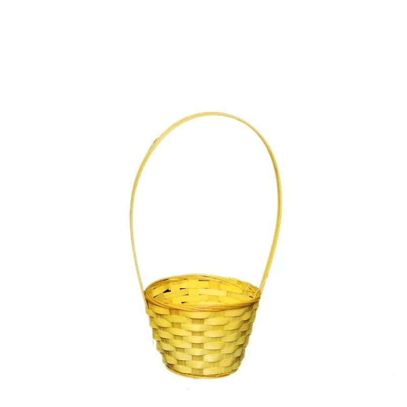 картинка Корзина плетеная (бамбук), желтая, 13xH9.5/28см от магазина Флоранж
