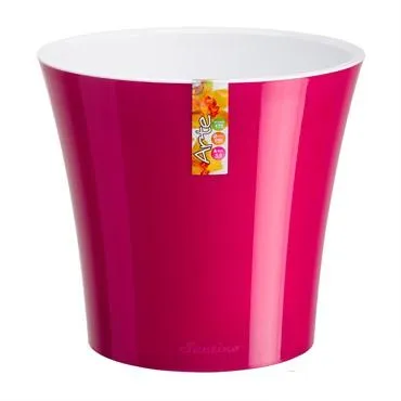 Кашпо пластиковое Арте, лилово-белое, 13,5х13см, 1,2л; Россия