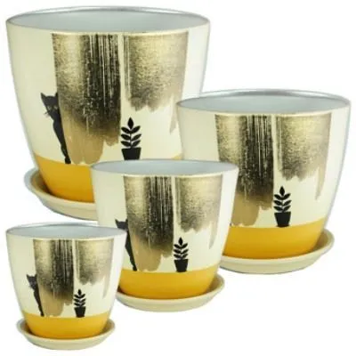 Горшок керамический Бутон РС161 Паталь котик (3-й из набора), 18х18см, 3,8л; Россия