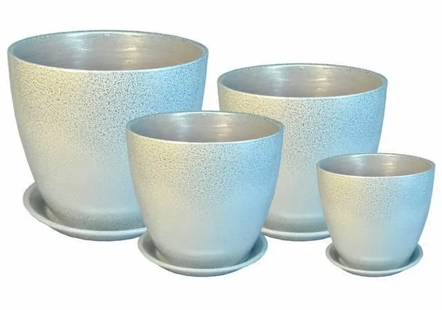 Горшок керамический Бутон глянец металл 419777 (4-й из набора), 21х21см, 5,4л; Россия