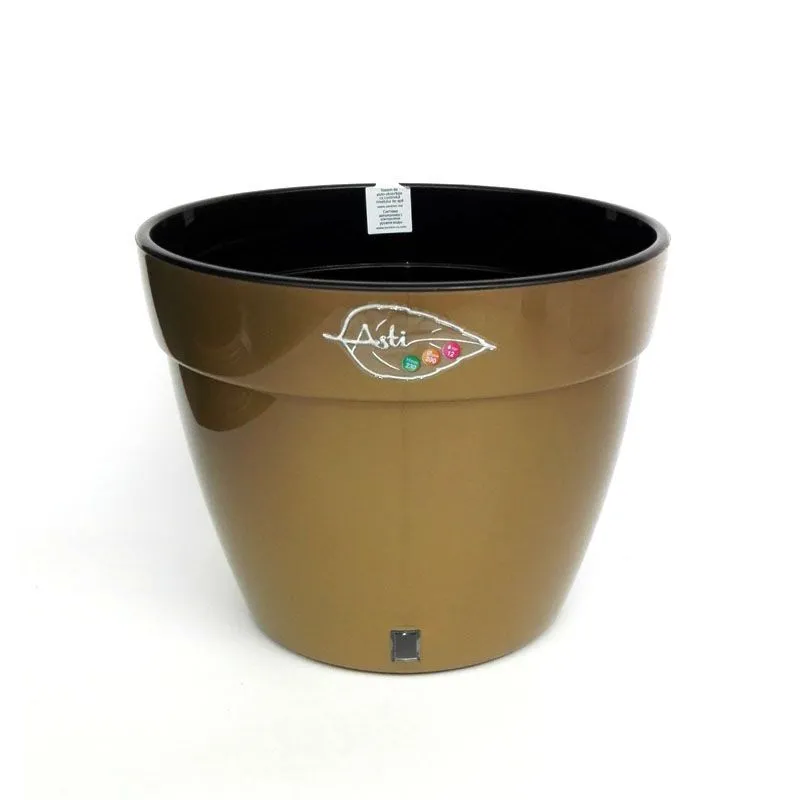 Кашпо пластиковое Асти, черно-золотое, 20х16см, 4л; Россия