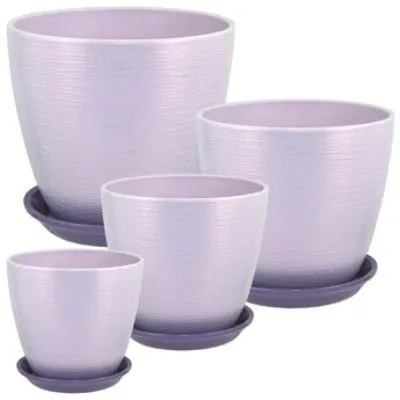 Горшок керамический Бутон Перламутр 675845 (3-й из набора), 18х18см, 3,8л, сирень; Россия